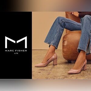 New In Box-Marc Fisher LTD Zala Pointed Toe Chunky Blush Mid Heel Pumps Size 5.5